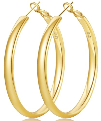 Senteria Creolen Gold Groß Hypoallergen 14K Vergoldete Creolen Gold Leichte Ohrringe Groß für Damen Mädchen 60mm
