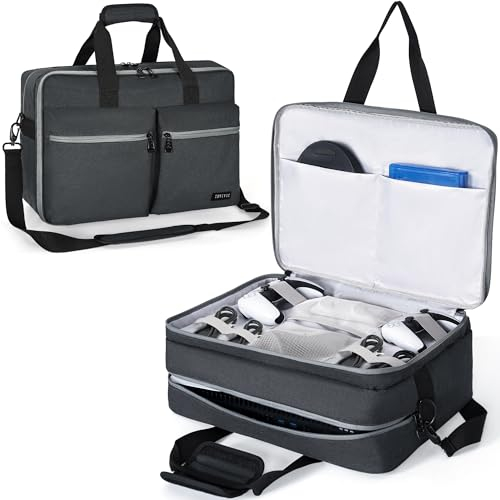 IBVIVIC Tragetasche für PS5/PS4, PS5 Tasche Kompatibel mit Playstation 5-Konsole und PS5 Disk/Digital Edition, Aufbewahrung Reisetasche für PS5 Controller, Gaming-Headset, und Zubehör (Schwarz)