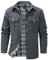 Mr.Stream Herren Karierte Flanellfutter Jacke Hemdjacke Übergangsjacke Leicht Stehkragen Feldjacke Cargo Herbstjacke Snap Western Cowboy Jacken 3268 Grey L