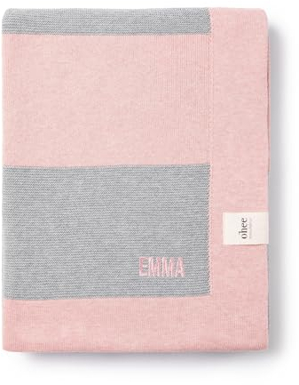 personalisierbare Babydecke mit Namen - Strickdecke für Babys - 104x104cm - 100% Baumwolle - Groß, kuschelig & atmungsaktiv - Geschenk zur Geburt