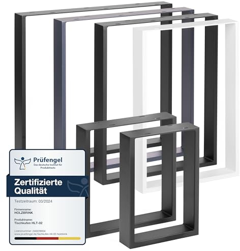 HOLZBRINK Tischbeine Metall Weiß | Tischkufen/Tischgestell für Couchtisch, Esstisch, Schreibtisch, Sitzbank | 2 Stück Möbelfüße 70 x 72 cm