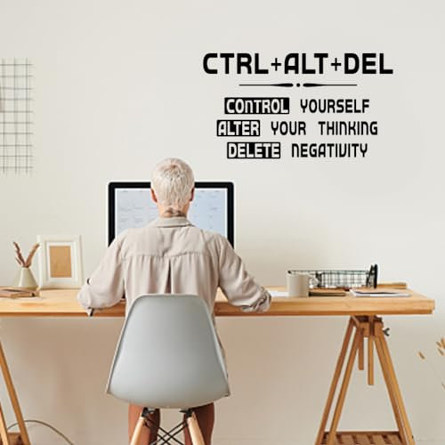 SUPERDANT Inspirierende Wandtattoo Strg+Alt+Entf Wandsticker Büro Fitnessstudio Motivierende Vinyl Wandaufkleber Büro Schreibtisch Schule Klassenzimmer Positives Zuhause Vinyl Kunst Wanddekoration