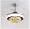 DEEDAV Luz de Techo y Ventilador Ventilador De Techo Retráctil De Cristal con Luces Y Mando A Distancia, Ventilador De Techo Oculto, Lámpara De Araña De 3 Colores Lmparas con Ventilador de Techo