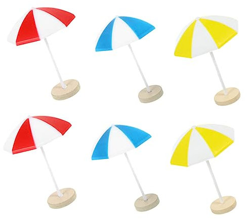BESTonZON 6pcs Miniature Beach Umbrellas Mini House Furniture Props for Boys and Girls' Room Decor