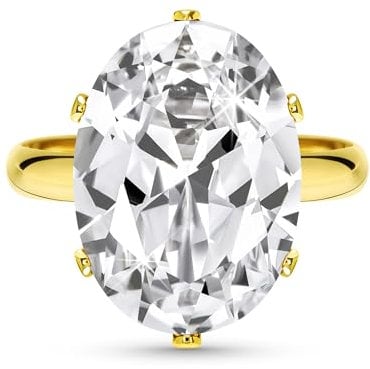 Linawe Promise Cubic Zirconia Imitation Diamond Moissanite Adjustable Solitaire Ring, Gold Plated Love Rings for Women, Faux Wedding Engagement Costume Jewellery Dupes Birthstone