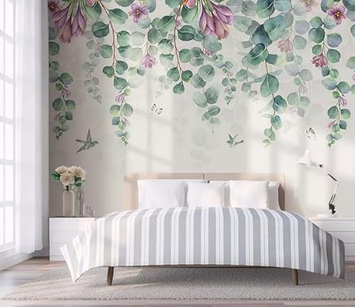 Fototapete Wohnzimmer 3D-grüne Blätter, 352 x 250 cm Tapeten Wandtapete Moderne Wanddeko Design Wand Dekoration Wohnzimmer Schlafzimmer Büro Flur