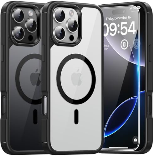 TAURI Magnetic for iPhone 16 Pro Max Case, and HD Screen Protector, [Not-Yellowing] [Compatible with MagSafe] Shockproof Phone Case for iPhone 16 Pro Max 6.9 Inch - Black