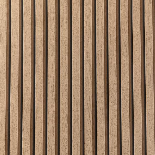 Anttyscar Natural Wooden Slats Panelled Wallpaper Wood Slats Wallpaper Roll Wood Effect Modern Realism Contemporary Feature Wall for Adults Kids Bedroom Living Room Hallway Stairs Lounge Light Oak