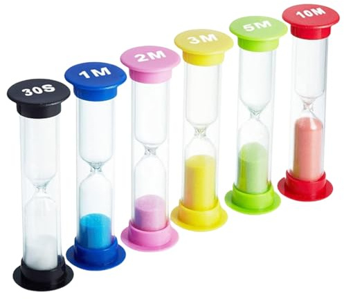 Reloj de arena colorido de 6 unidades, reloj de arena, temporizador de 30 segundos a 10 minutos de estudio de cocina