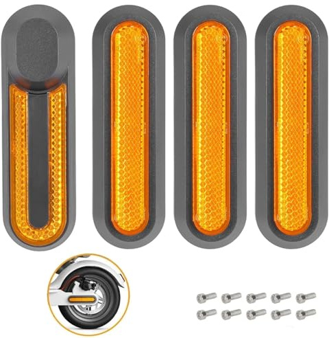 Amazleer Lot de 4 caches latéraux réfléchissants pour scooter Xiaomi M365 Pro Pro2 1S Cache-roues en plastique jaune avec caches arrière Accessoires de sécurité pour scooter électrique (M365 Pro Pro2)