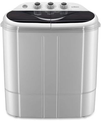 Wiltec Lavadora de camping portátil de doble tina 240 W 3,5 kg de lavado y 1 kg de centrifugado mini lavadora compacta para camping o pisos pequeños, cubeta doble para lavado y centrifugado