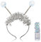 kiimiipa 2pcs LED Alien Kostüm Damen,Space Kostüm Damen LED Leuchtende Alien Haarreif und Holografischer Glitter,Discokugel Deko Party Gadgets,Fasching Kopfschmuck Damen Herren und Kinder Karneval