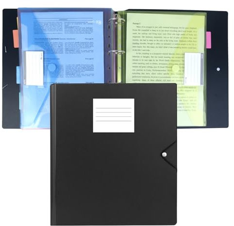 Dokumententasche A4 zum Abheften,Recycling Mappen Ordnersystem mit Ringordner mit 12er Dokumentenmappe Breit A4 Ringbuchordner für Ordner Organizer,Wasserdicht Aktenordner Organizer (mit Haftmarker)