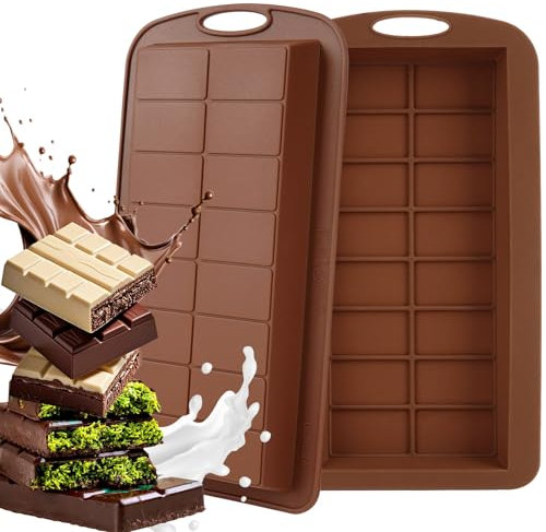 Seefly Chocolate Mould, Dubai Chocolate Mould Silicone 2 Pieces, Chocolate Bar Mould for Chocolate Praline Sweets