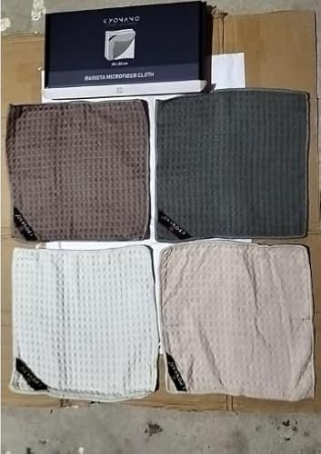 KYONANO Barista Zubehör, Barista Tuch Set 4 Stück, 30x30 cm Reinigungstuch zum reinigen Ihres Kaffee Equipments, extrem saugstarke, Barista Lappen für Dampflanze und Siebträgermaschine