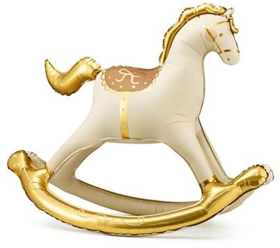 Grande palloncino a dondolo in pellicola, 118 x 104 cm, design elegante in crema e oro, perfetto per baby shower, feste di compleanno e occasioni speciali, da riempire con aria, cannuccia inclusa