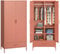 skølm Kleiderschrank Atria, Metallkleiderschrank mit 2 Türen und Schublade, Metallschrank 4 Fächer und Kleiderstange, Schrank terrakotta 170x80x45 cm (HxBxT)