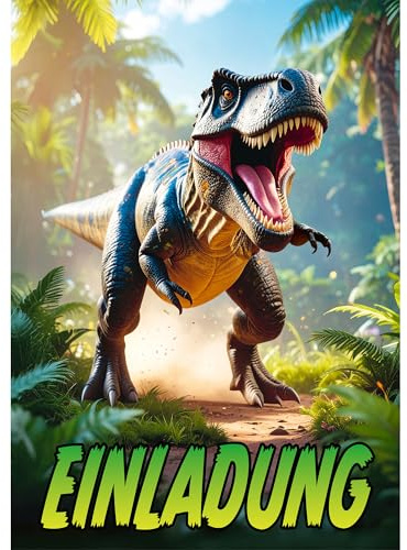 Moosthaler Dino Einladungskarten Kindergeburtstag Junge | T-Rex Party, Dinosaurier Design, Coole Gestaltung
