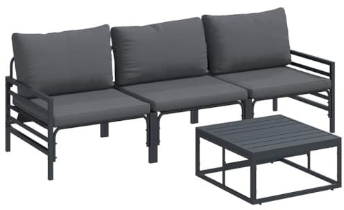 vidaXL Garden Sofa Set 4 pcs Anthracite Steel, Backyard Elegance, Outdoor Furniture, Garden Arrangement, Patio Ensemble, Lawn Seating, Deck Lounge, Porch Setup, Veranda Display