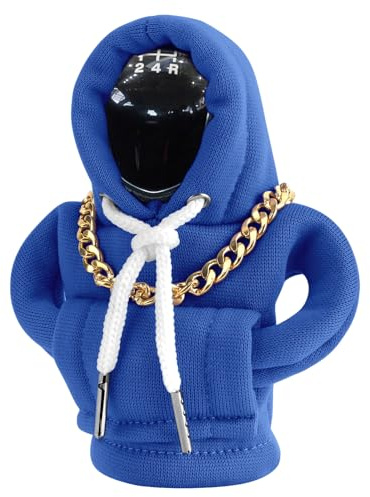 VAGCARS Schaltknauf Hoodie, Auto Schaltknauf Abdeckung, Kreative Schalthebel Hoodie mit Halskette, Lustige Kfz Schalthebel Abdeckung, Manueller Oder Automatischer, Auto Deko Innenraum (Blau)