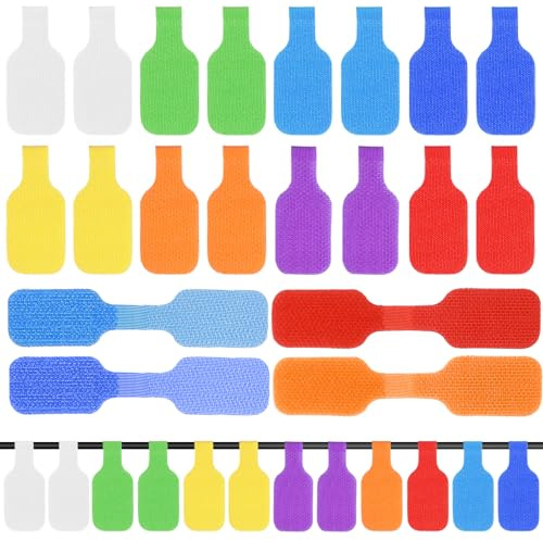 32PCS Cable Labels Tags Write on, Large Size Multicolored Cord Wire Label for Electronics Organizing Wires and Identification, Reusable Multiple Uses Handwriting Cable Markers Tag(8 Colors)