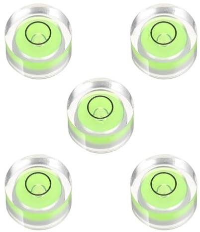 PATIKIL 5pcs Round Bubble Level 13x7mm Mini Circular Bullseye Spirit Levels Measuring Layout Tools for Leveling Camera Tripod Telescope Workshop Turntable Pictures Frame, Green
