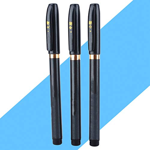 VELATEMOR Set mit japanischen Kalligrafie-Pinseln, mit 3 verschiedenen Spitzengrößen für glänzende Linien und verschiedene Strichbreiten, für Künstler und Anfänger, Set