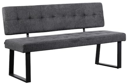 B&D home Sitzbank Sigfrid - Eckbank Esszimmer Mit Lehne, Sitzbank Flur, Pflegeleichter Bezug aus Webstoff in Anthrazit, Kaltschaum-Polsterung, Für Esszimmer, Küche & Flur, 160 cm