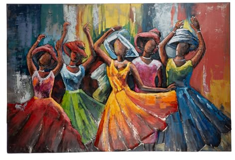 GILDE Bild Lets Dance aus Metall - mehrfarbig - strukturiert - Fraumotiv - Tänzermotiv - rechteckig - Höhe 80cm x Breite 120cm