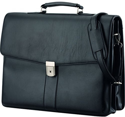 Alassio 47014 Aktentasche PESCARA, Dokumentasche aus Kunstleder, Tasche mit Schloss, Aktenkoffer, Businesstasche mit Schloß und Schultertrageriemen, Tragetasche, ca. 41 x 31 x 12,5 cm, schwarz