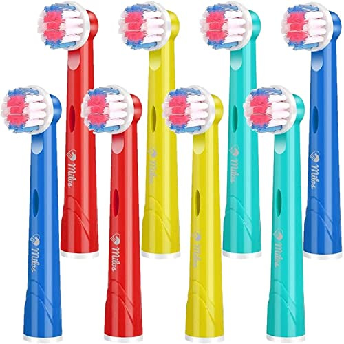 Toothbrush Heads Compatible with Oral B - Milos 8 Pack Replacement Head | Kids Toothbrush Heads for Most Braun Oral B Electric Toothbrushes Deep and Precise Cleaning Brush Heads