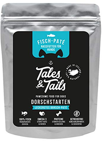 Tales & Tails® - Nassfutter für Hunde aus 100% isländischem Dorsch | Getreidefreies Hundefutter, Natürlich, Nährstoffreich, Zuckerfrei | Hundenassfutter „Dorschstarten“| 1x 300g