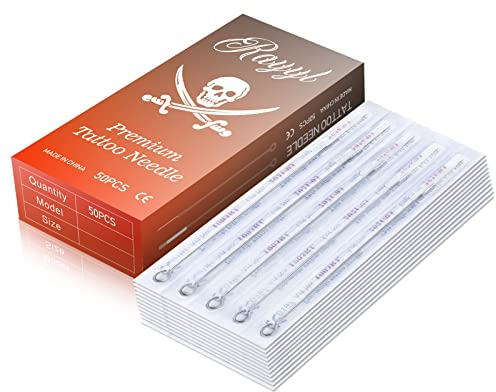 Tattoo Nadeln Einweg - Rayyl 50 Stück Tattoo Nadeln 5RL Stick and Poke Nadeln Tattoo Nadeln Set für Tattoo Maschinen und Tattoo Zubehör (5RL)