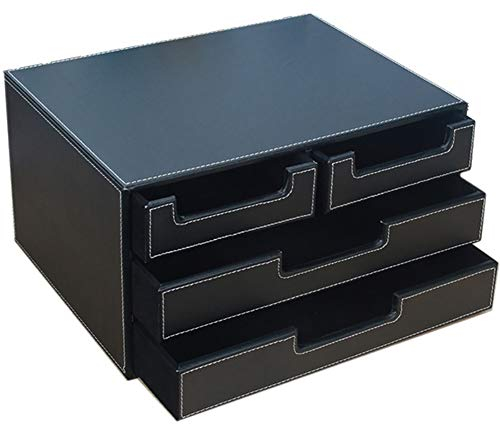 Briefablage Schubladenbox Schubladenschrank Desktop-Aktenschrank, Leder Büro Schreibtisch Aktenschrank Informationsschrank, 3-lagiger Schubladenschrank Aus Holz, Schreibtischzubehör, Büromaterial Oder