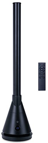 NEWTECK Ventilador de Torre Dual 365 Negro, con Función Calor, Temp. Ajustable 1-30ºC, Termostato, Temporizador 8h, Táctil, Mando a Distancia, Oscilante, 4 niveles Calor y 9 Frío, 1800W