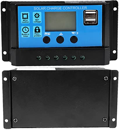 Controleur 24V 800W Panneau Solaire,Solar Controller 12V,Contrôleur De Solaire,60A/50A/40A/30A/20A/10A 12V 24V Contrôleur De Solaire Automatique Contrôleur Pwm Contrôleur