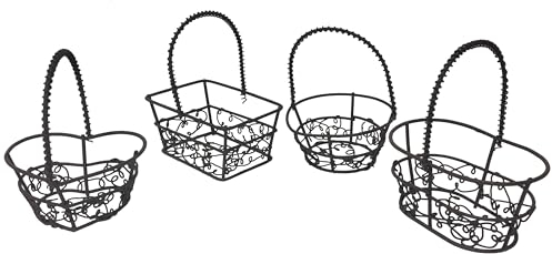 Drahtkörbe klein Gartendeko Deko Körbe Metall 4 Stück 9x8x6 cm