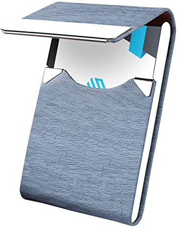 Waylipun Visitenkartenetuis, Professioneller Kartenhalter für Visitenkarten, Edelstahl Aufbewahrungsschützer Taschen Kartenhalter für ID für Büro Herren Damen - Blau