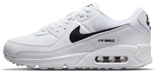 NIKE Damen Air Max 90 Sneaker, White/Black-White, 42.5 EU