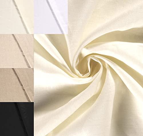 Sommerleinen Stoff Meterware - Reinleinen, pure linen - 100% Leinen, reines Leinen - Naturfaser, Naturstoff - Leinenstoff leicht *ab 50 cm, Farbe: 051 creme