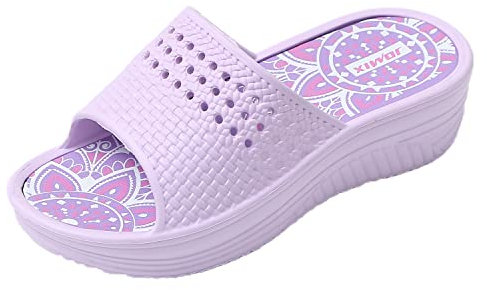 JOMIX Ciabatte Donna Estive Comode con Zeppa Ciabatte Mare Donna Ciabatte Gomma Morbida Casa Piscina Spiaggia SD8223 (Viola, 40)