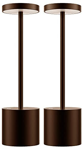 MQLOON Lampada da Tavolo Senza Fili 2 pezzi, Lampade Tavolo Ricaricabili da, Adatto Ristoranti Bar Camera da Letto Comodino (Marrone)