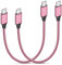 etguuds USB C auf USB C Kabel Kurz [2Stück 30CM], 60W USB C Ladekabel Nylon Schnellladekabel Kabel für iPhone 15 Pro Max Samsung Galaxy S24 S23 S21 Note 20 Ultra Pixel 7/8 Pro -Rosa