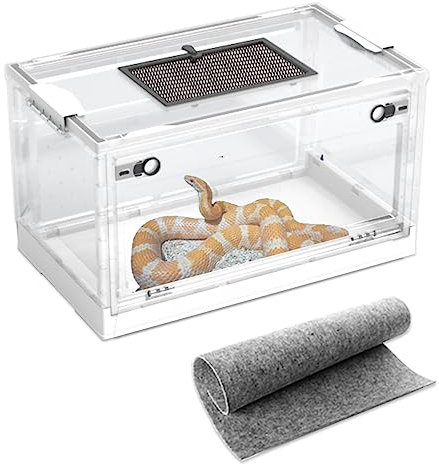 Dutiplus Große Schlangen-Reptilien-Tank-Amphibien-Käfige mit Schiebeabdeckung für Eidechse, Gecko, Frosch, Hamster, Einsiedlerkrebs (55 x 32 x 31 cm) (weiß)