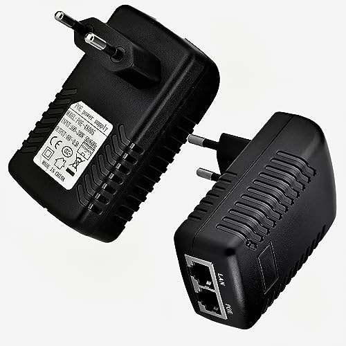 POE Injector 48V 0.5A POE Injector Adapter 24W RJ45 dual network port PoE Injector Adapter Stromversorgung Ethernet Adapter EU Stecker (48V 0.5A)