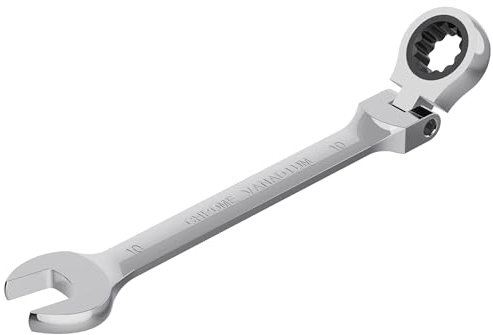 FOCMKEAS 10mm Flex-Head Ratcheting Combination Wrench Metric 72 Teeth 12 Point Ratchet Box Ended and Open End Spanner Tools, Flexible Head Gear Wrench, Heat-Treated CR-V