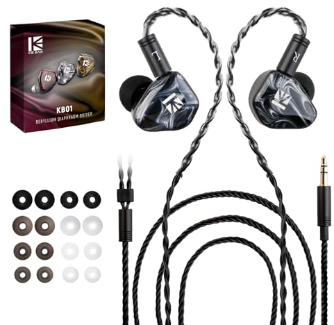 KBEAR KB01 monitor in-ear, HIFI Berillio Diaframma Driver dinamico nelle orecchie Cuffie kbear inears Auricolari cablati di fascia alta iem auricolari per musicisti cantanti con cavo OFC suono