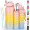 OKKLE 3 Pack Water Bottle 2L 700ML 300ML, BPA Free, Leak Proof Reusable Water Bottle, Sport Water Bottle with handle & Straw for Gym, School, Office, Outdoor