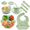 Bwaliffury Vajilla Bebe Silicona - 9 Piezas Con Platos y Cuencos, Infantil Antideslizante Con Ventosa, Set Platos Bebe Libre de BPA, para Bebés y Niños