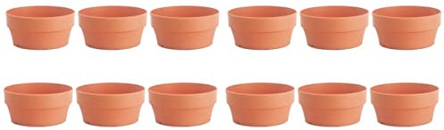 GAGMXE Lot de 12 pots de fleurs en plastique imitation terre cuite pour intérieur et extérieur (orange, calibre 12,5 cm)
